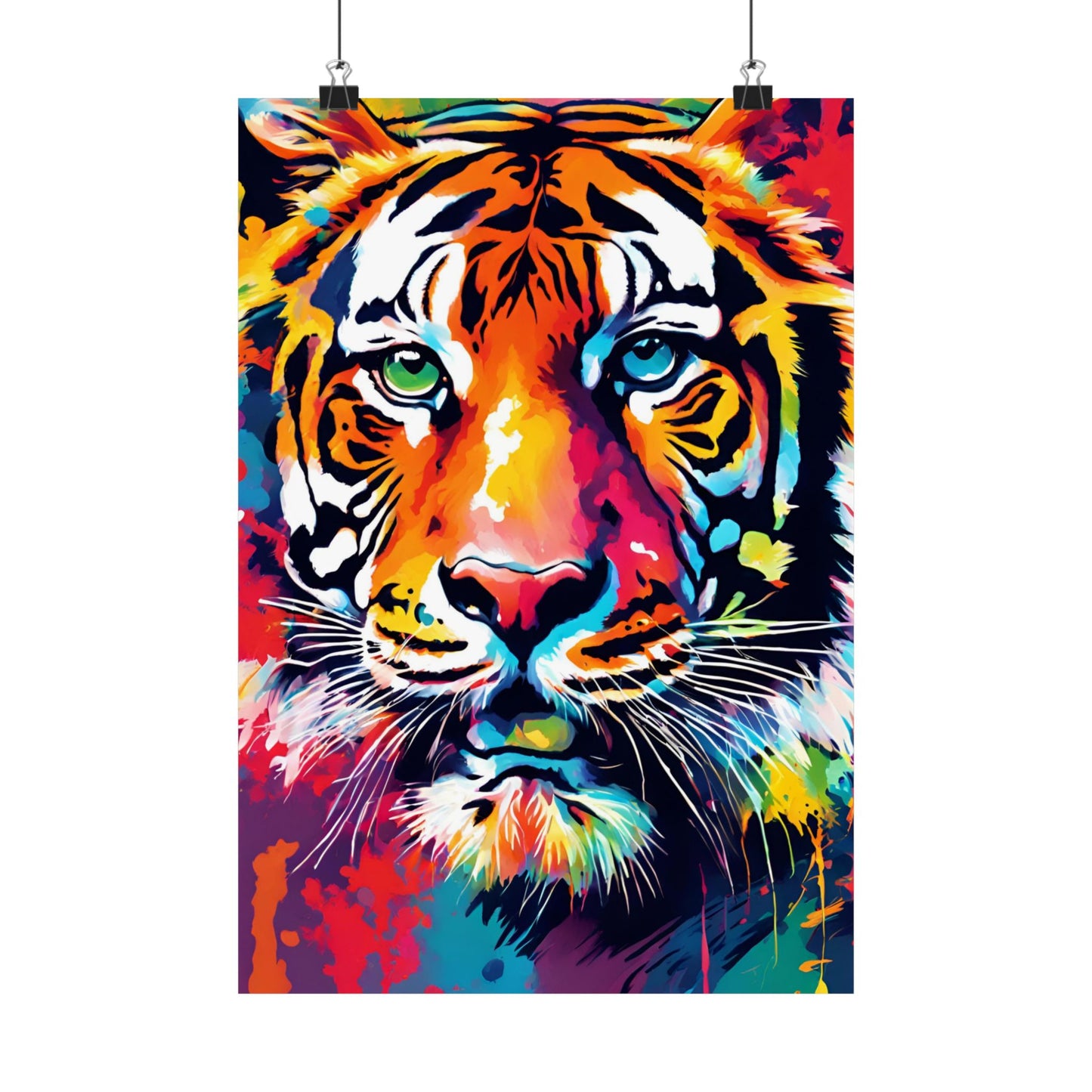 Multicolored Tiger 4 Matte Vertical Poster