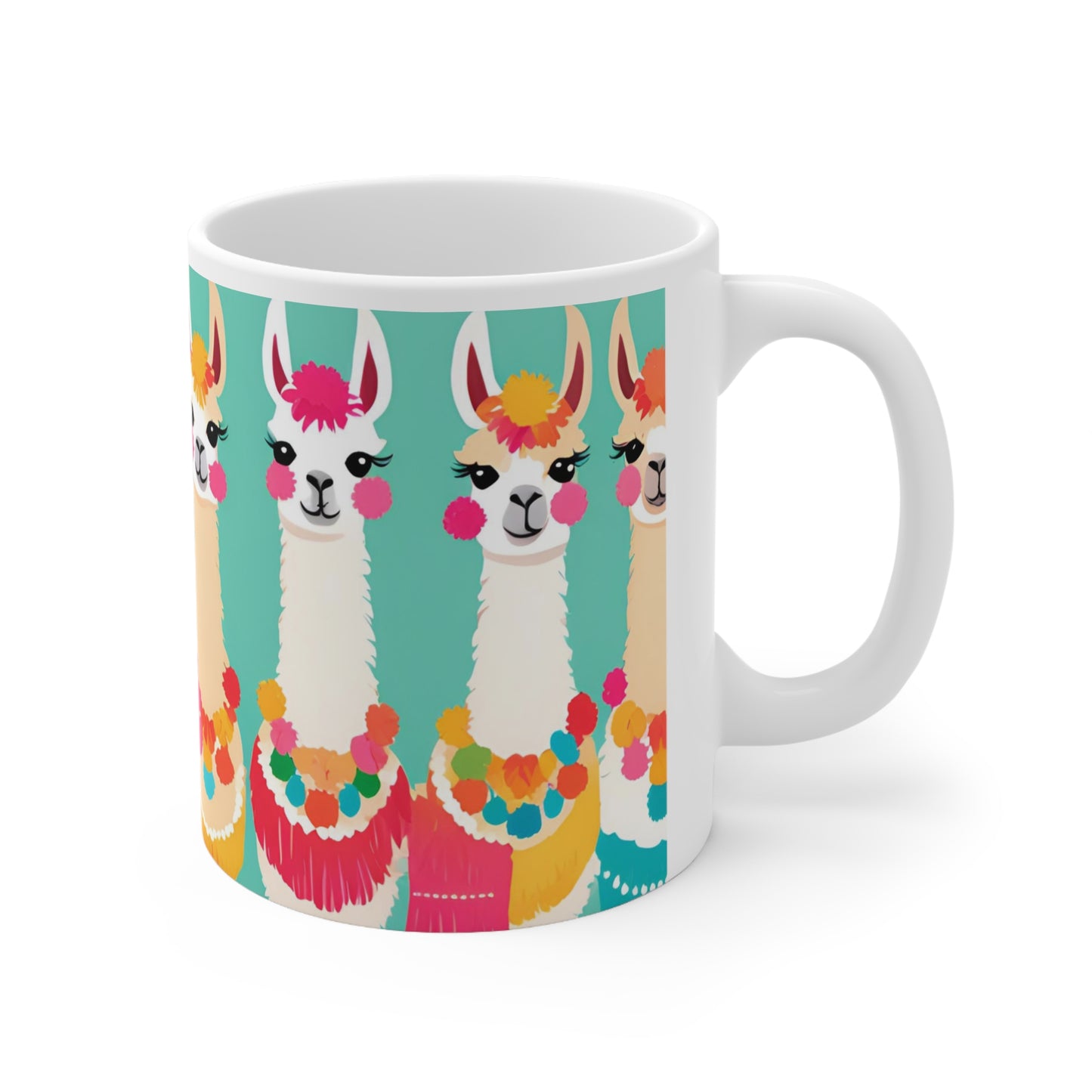 Playful Llama 8 White Ceramic Mug 11oz