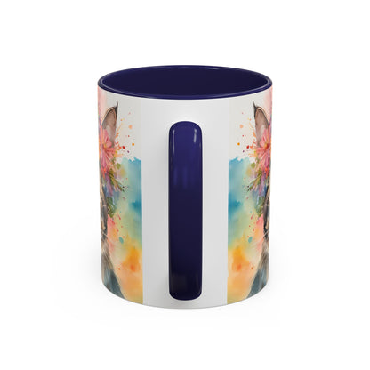 Floral Tabby Cat 03 Accent Coffee Mug - 11oz Perfect for Cat Lovers & Gifts