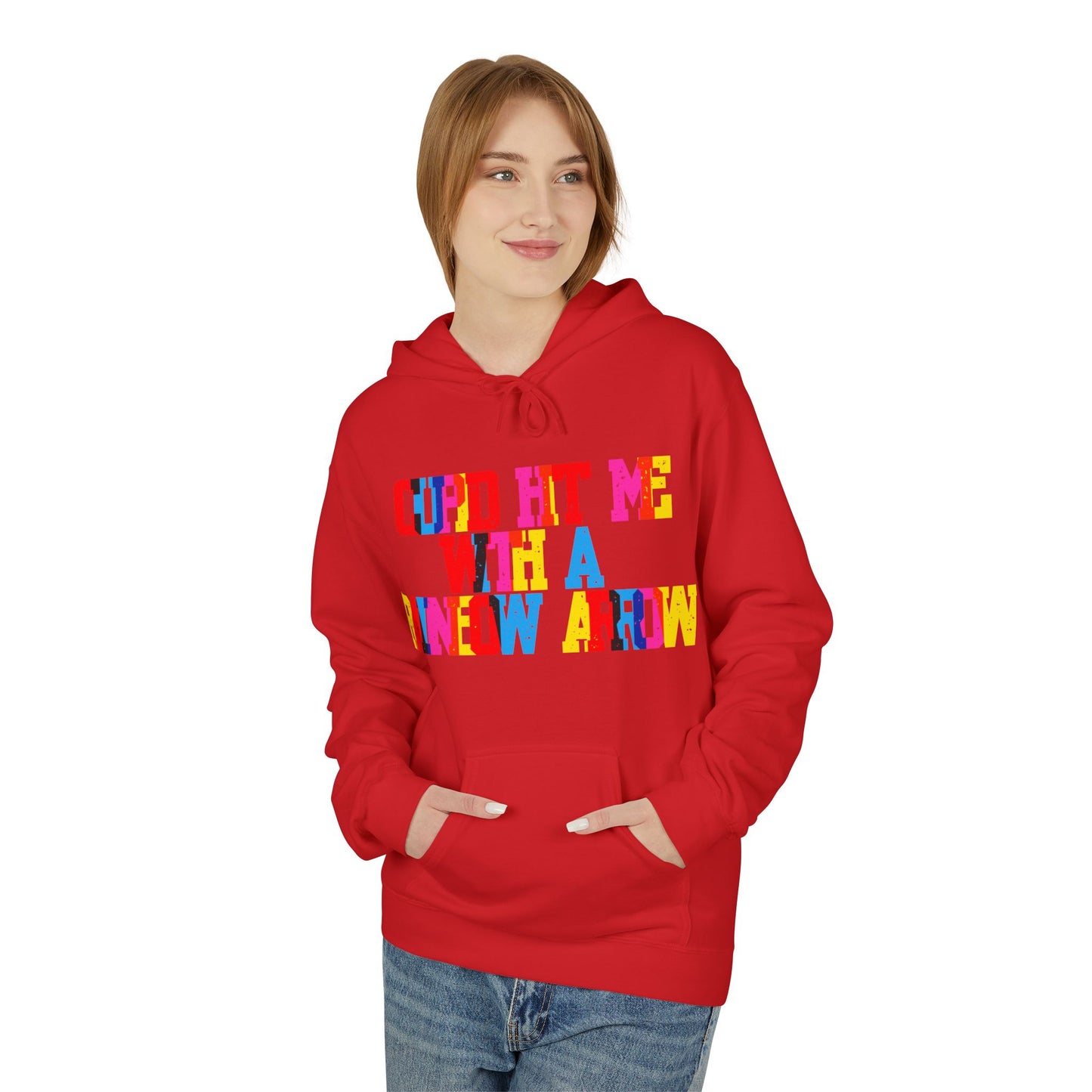 Cupid Hit Me With A Rainbow Arrow Unisex Valentines Hoodie
