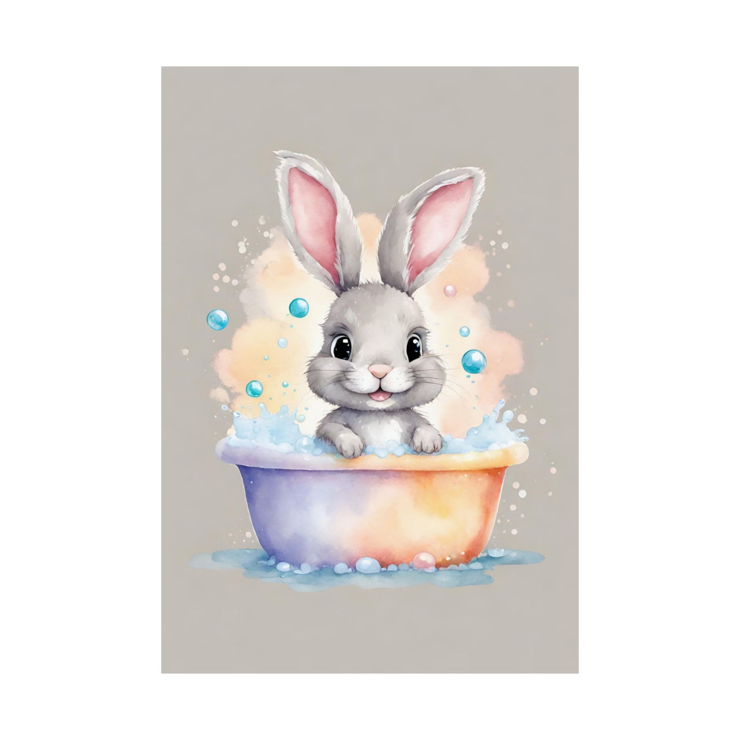 Nursery Bunny in the Bath 3 Matte Vertical Posters