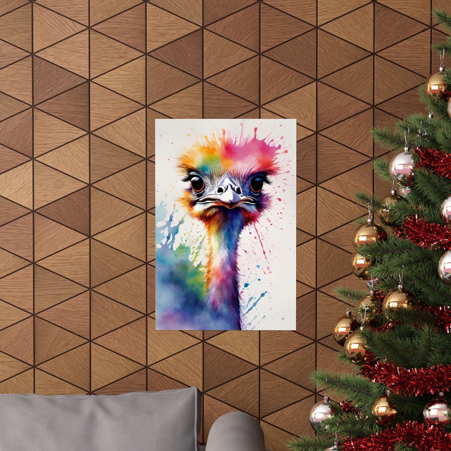 Multicolored Angry Ostrich 02 Matte Vertical Poster