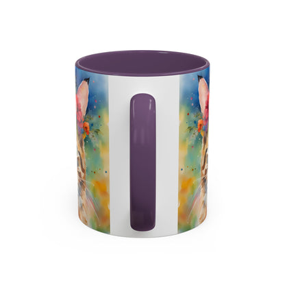 Floral Tabby Cat 04 Accent Coffee Mug - 11oz Perfect for Cat Lovers & Gifts