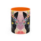 Floral Black Cat 02 Accent Coffee Mug - 11oz Perfect for Cat Lovers & Gifts