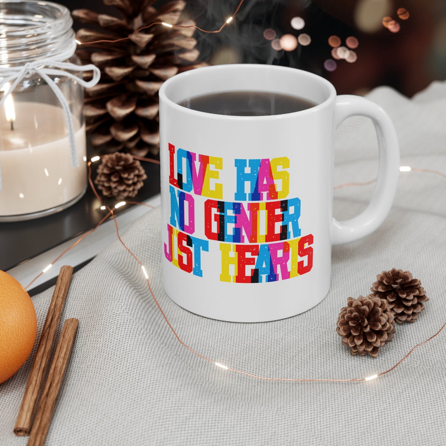 Love Has No Gender Just Hearts Valentines Mug Ceramic 11oz