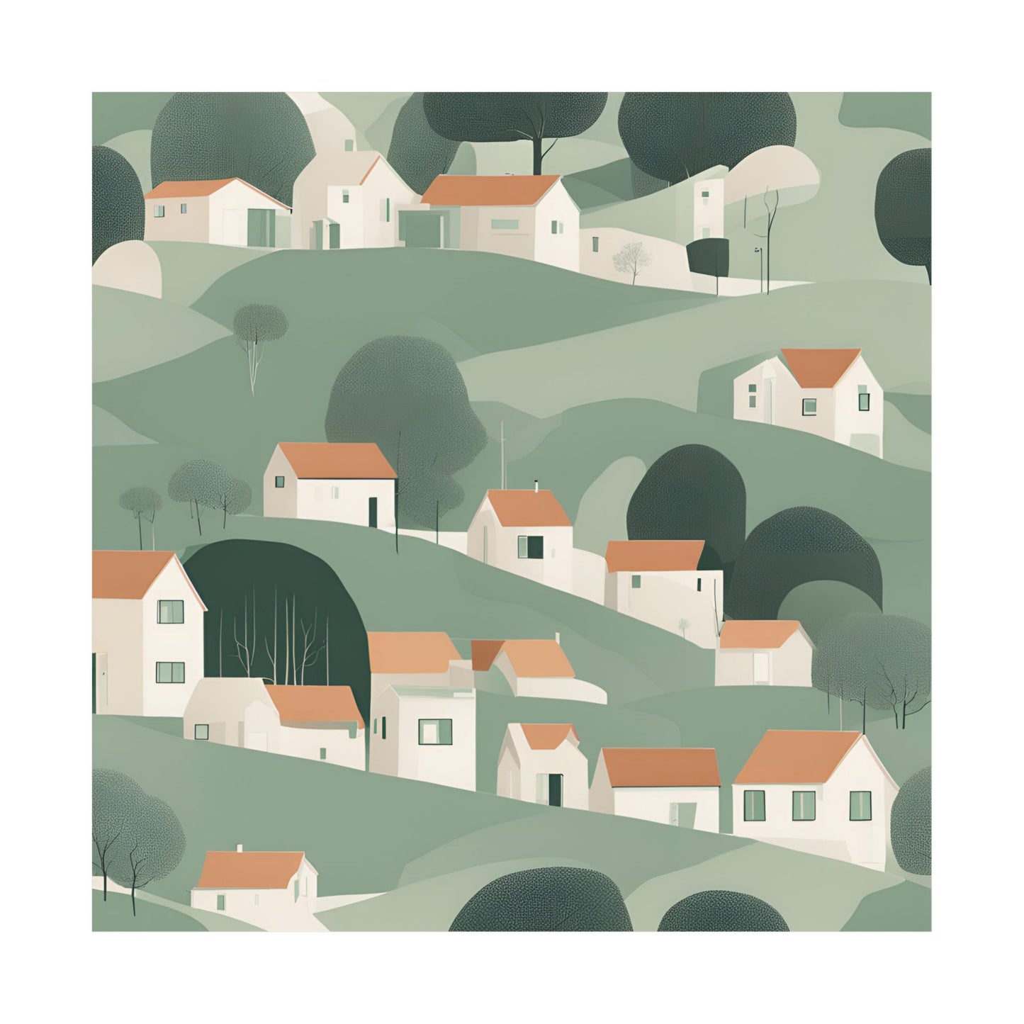 On The Hillside Green 2 Matte Square Posters