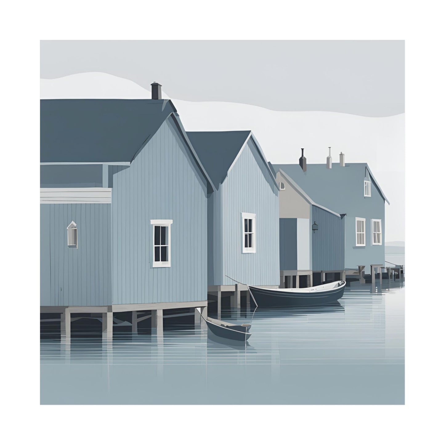 By The Sea Blue 8 Matte Square Posters