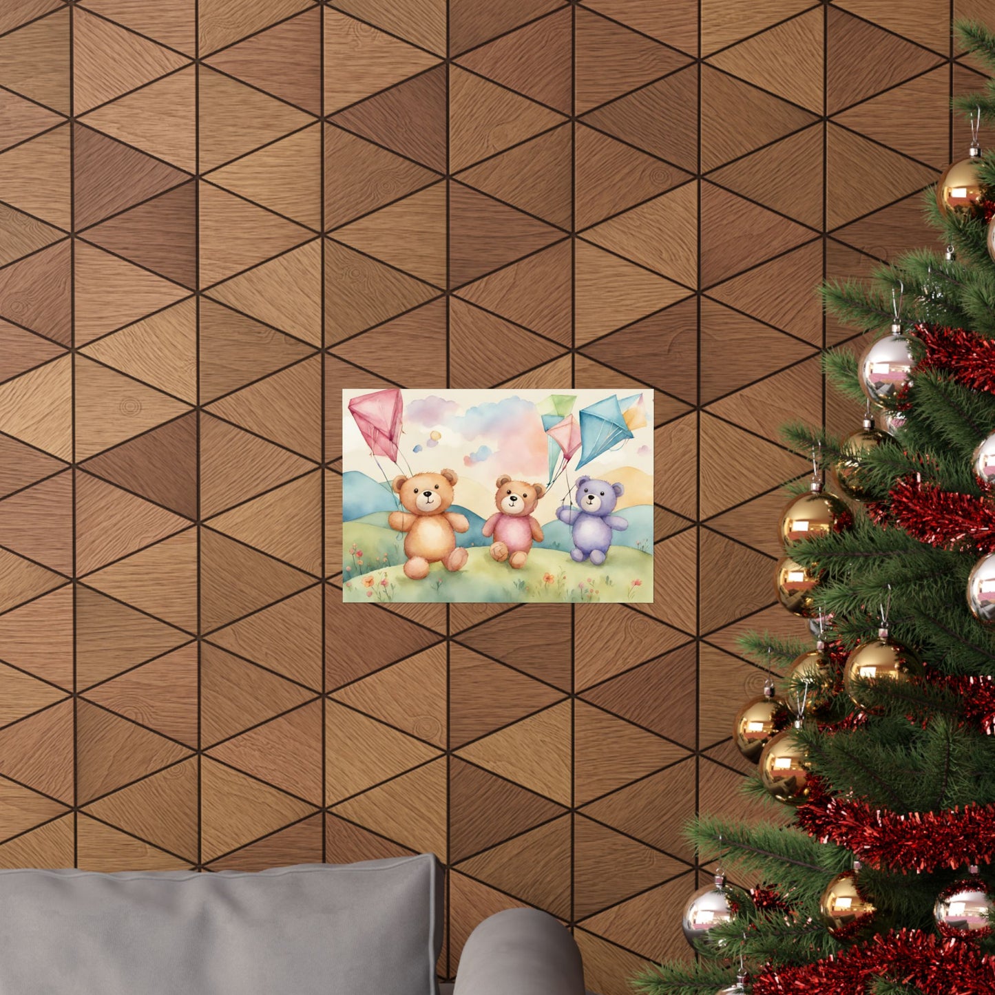 Nursery Teddies with Kites 3 Matte Horizontal Posters
