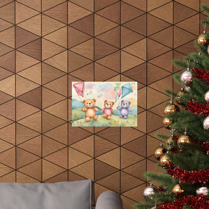 Nursery Teddies with Kites 3 Matte Horizontal Posters