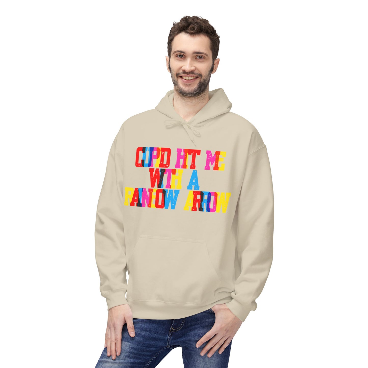Cupid Hit Me With A Rainbow Arrow Unisex Valentines Hoodie