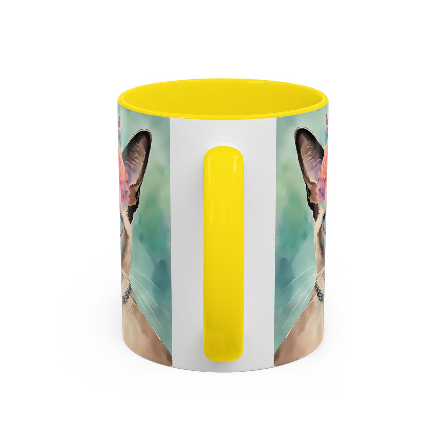 Floral Siamese Cat 01 Accent Coffee Mug - 11oz Perfect for Cat Lovers & Gifts