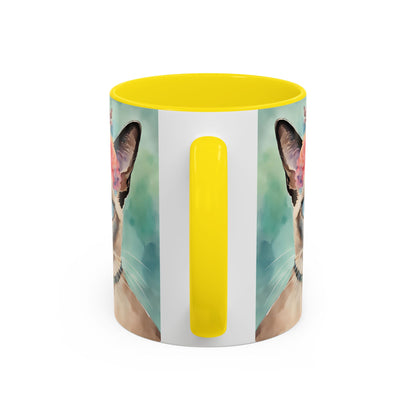Floral Siamese Cat 01 Accent Coffee Mug - 11oz Perfect for Cat Lovers & Gifts