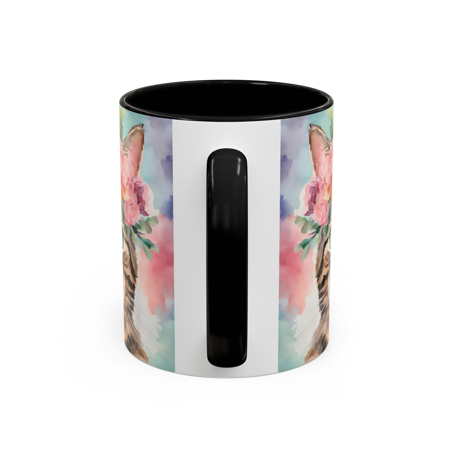 Floral Tabby Cat 01 Accent Coffee Mug - 11oz Perfect for Cat Lovers & Gifts