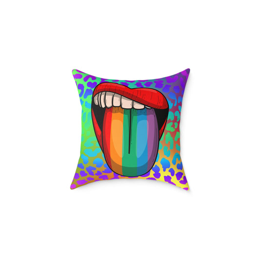 Rainbow Lips Poly Pillow