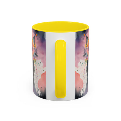 Floral Black Cat 03 Accent Coffee Mug - 11oz Perfect for Cat Lovers & Gifts