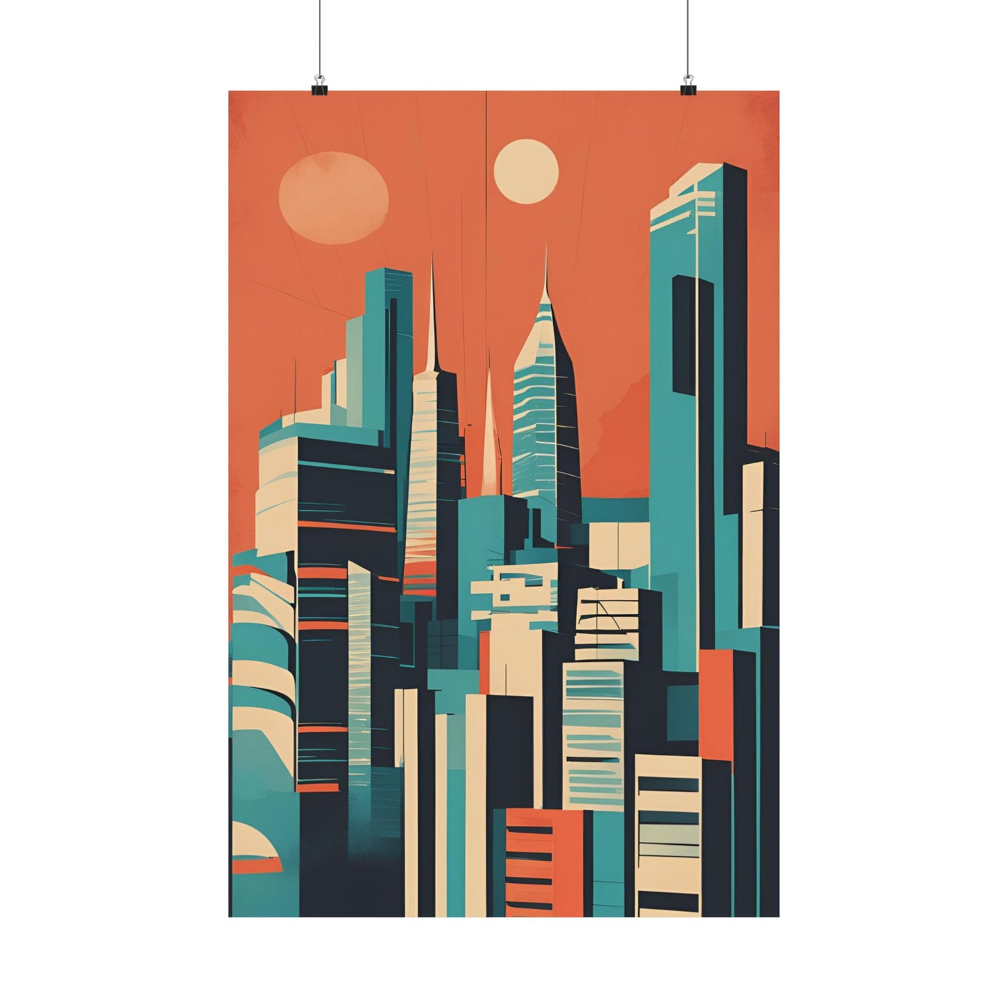 Retro cityscape 4 Matte Vertical Posters