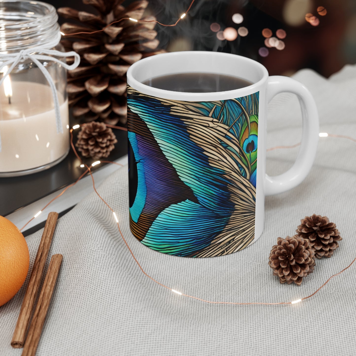 Peacock Feather 02 Mug - Nature's Beauty Collection