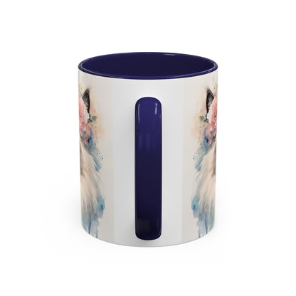 Floral Siamese Cat 04 Accent Coffee Mug - 11oz Perfect for Cat Lovers & Gifts
