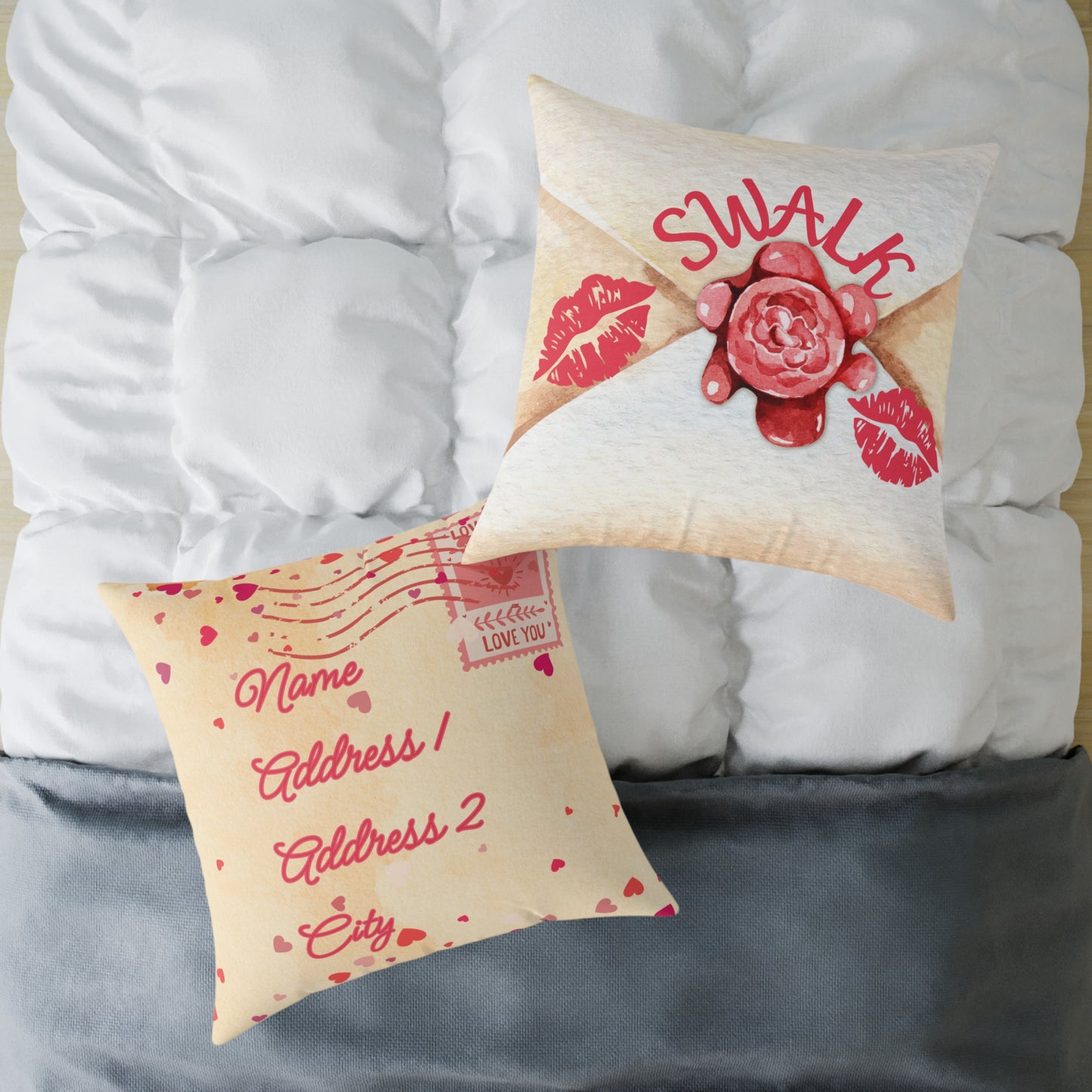 Personalized Valentines Letter Poly Pillow