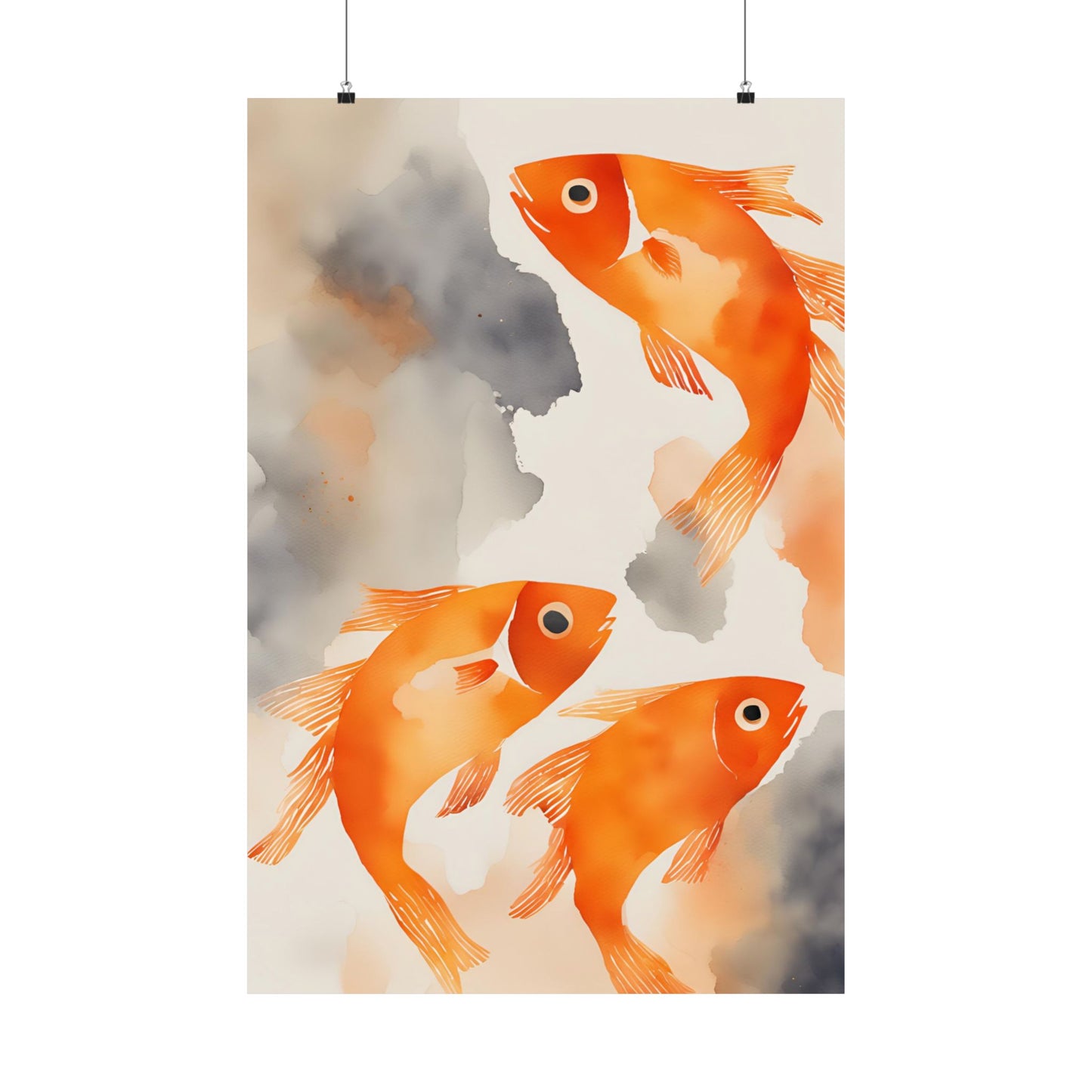 Abstract fish orange 10 Matte Vertical Posters
