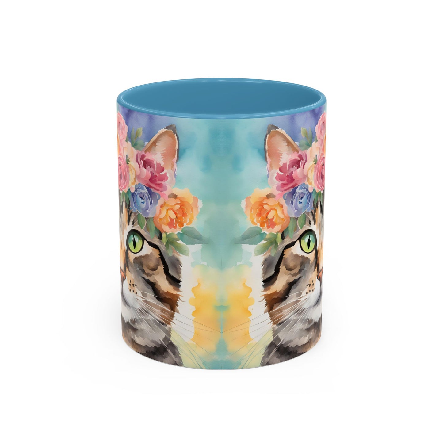 Floral Tabby Cat 01 Accent Coffee Mug - 11oz Perfect for Cat Lovers & Gifts