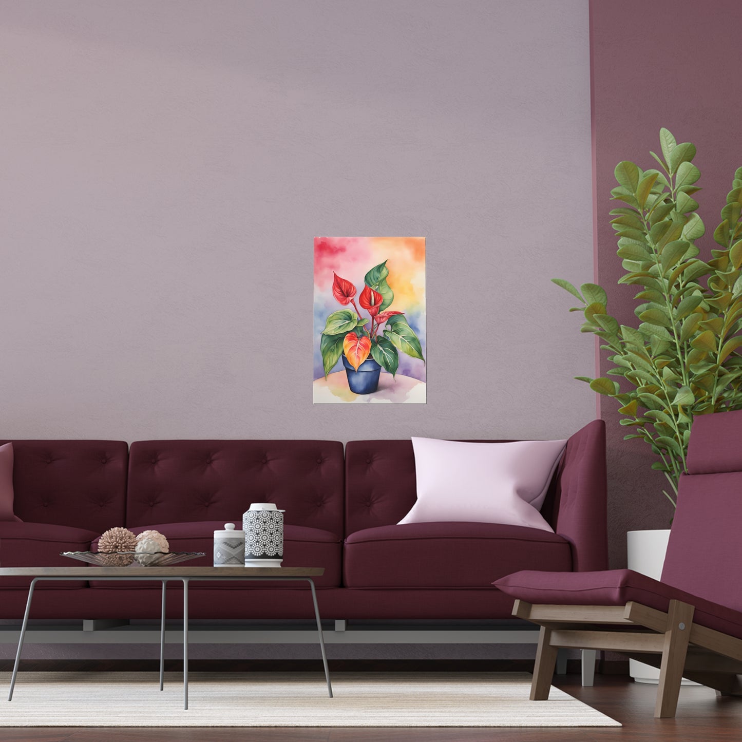 Multicolored Pot Plant 6 Indoor and Outdoor Silk Poster