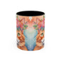 Floral Ginger Cat 01 Accent Coffee Mug - 11oz Perfect for Cat Lovers & Gifts