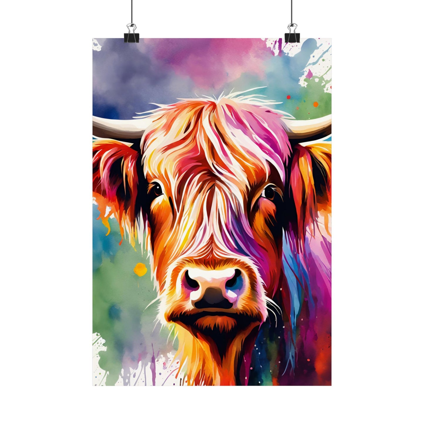 Multicolored Highland Cow 03 Matte Vertical Poster