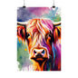 Multicolored Highland Cow 03 Matte Vertical Poster