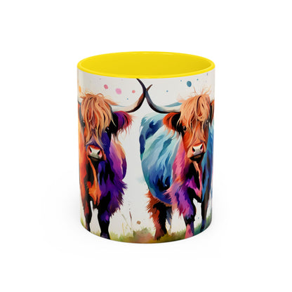 Multicoloured Highland Cow 2 Accent Mug 11oz