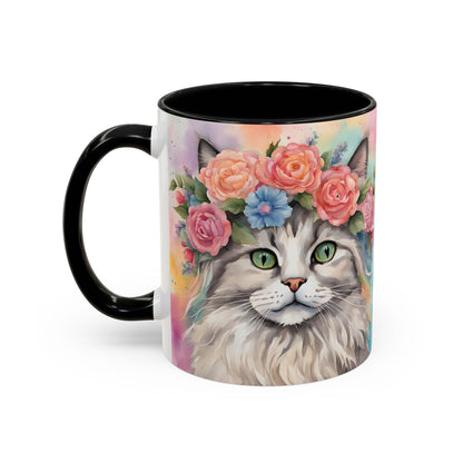 Floral Rag Doll Cat 03 Accent Coffee Mug - 11oz Perfect for Cat Lovers & Gifts