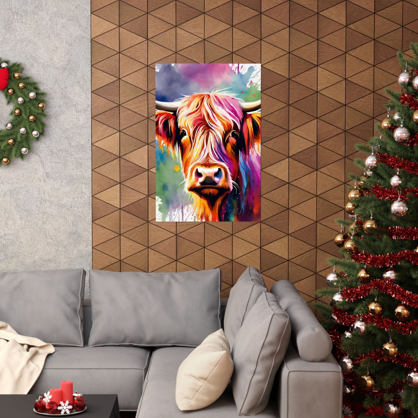 Multicolored Highland Cow 03 Matte Vertical Poster