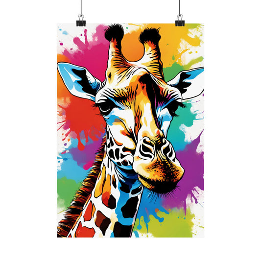 Multicolored Giraffe 05 Matte Vertical Poster