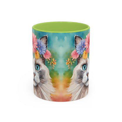 Floral Rag Doll Cat 01 Accent Coffee Mug - 11oz Perfect for Cat Lovers & Gifts