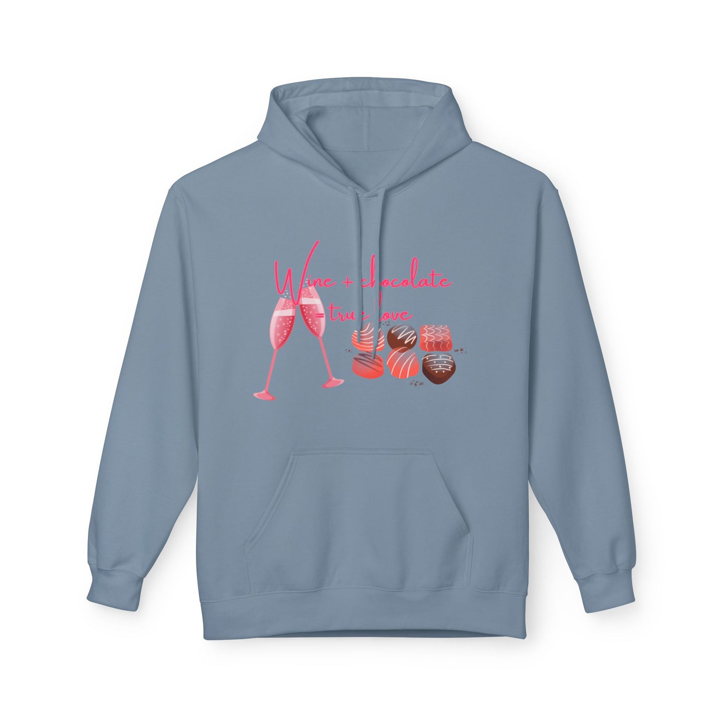 Wine + Chocolate = True Love Unisex Valentines Hoodie