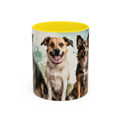 Multicoloured Doggies 6 Accent Mug 11oz