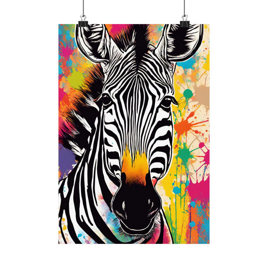 Multicolored Zebra 4 Matte Vertical Poster