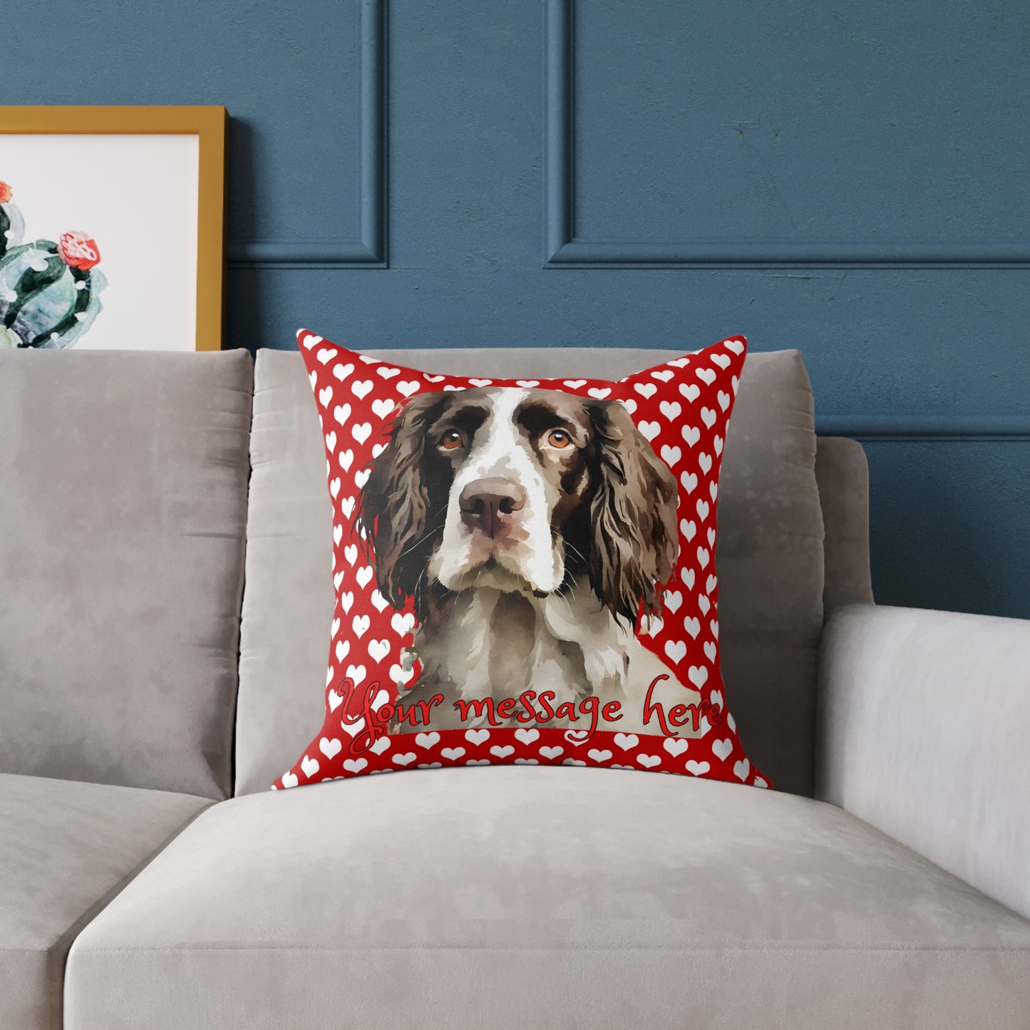 Personalized Valentine Springer Spaniel Poly Cushion/Pillow 5 sizes
