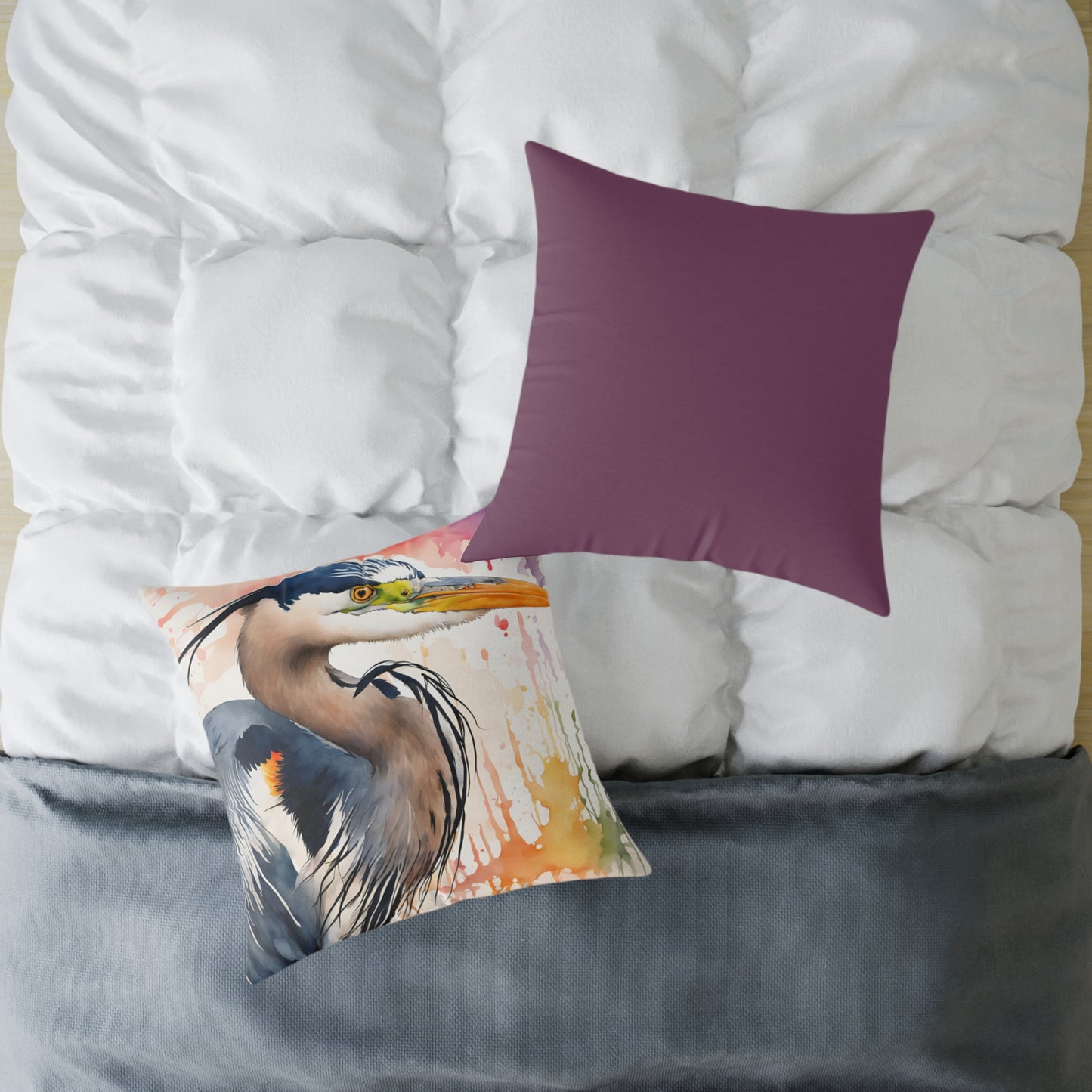Heron 02 Poly Pillow - Natures Beauty Design