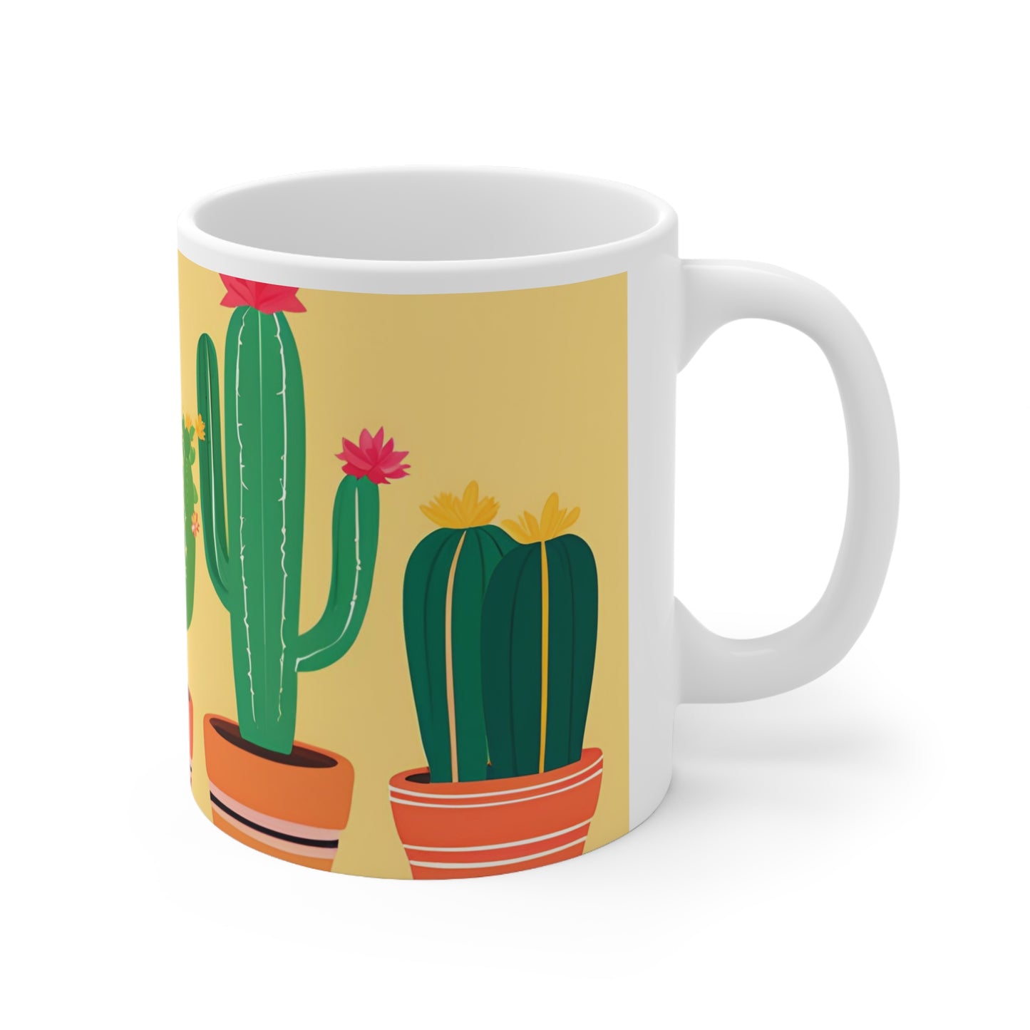 Playful Cacti 7 White Ceramic Mug 11oz
