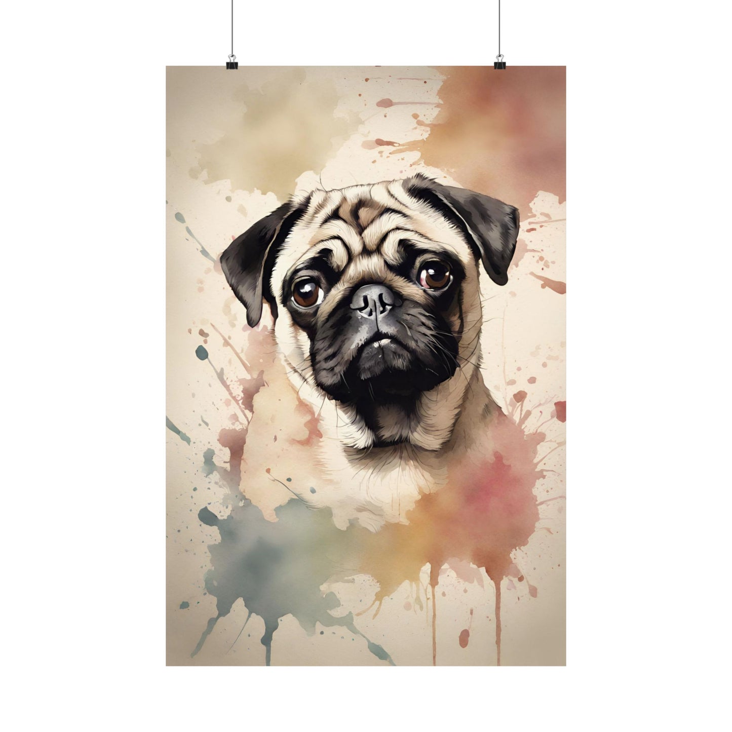 Dogs Pug 02 Matte Vertical Poster
