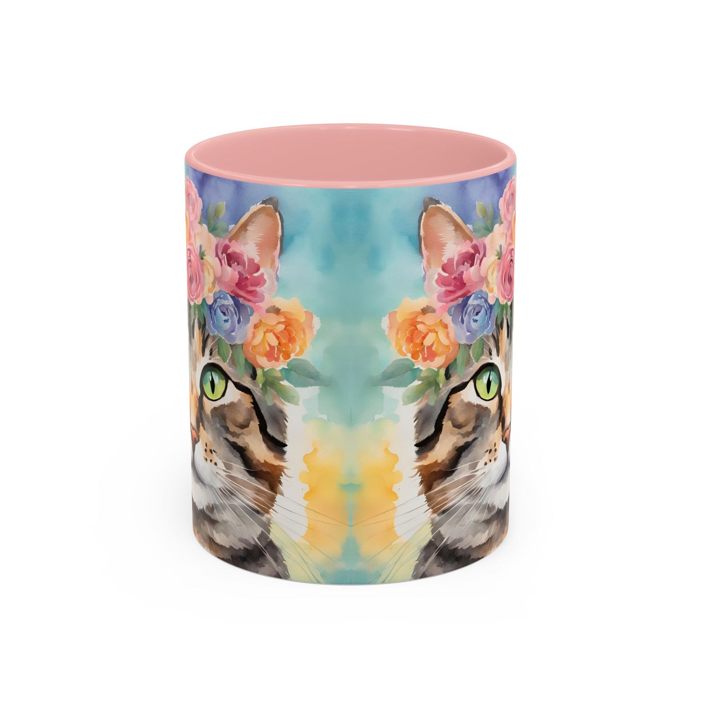 Floral Tabby Cat 01 Accent Coffee Mug - 11oz Perfect for Cat Lovers & Gifts