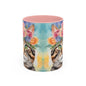 Floral Tabby Cat 01 Accent Coffee Mug - 11oz Perfect for Cat Lovers & Gifts
