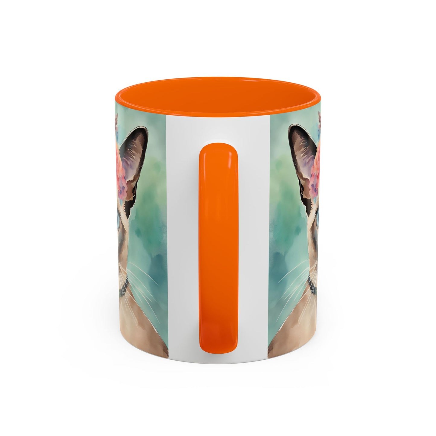 Floral Siamese Cat 01 Accent Coffee Mug - 11oz Perfect for Cat Lovers & Gifts