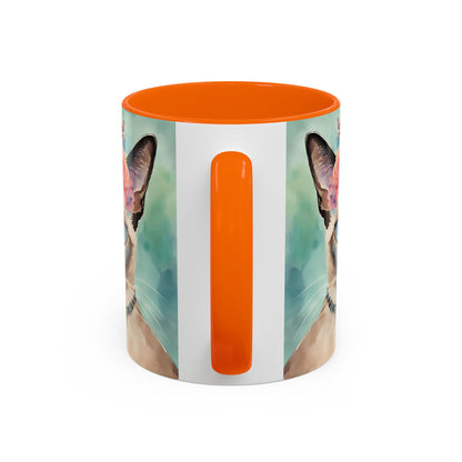 Floral Siamese Cat 01 Accent Coffee Mug - 11oz Perfect for Cat Lovers & Gifts