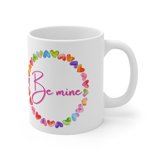 Be Mine Multicolor Hearts Valentines Mug Ceramic 11oz