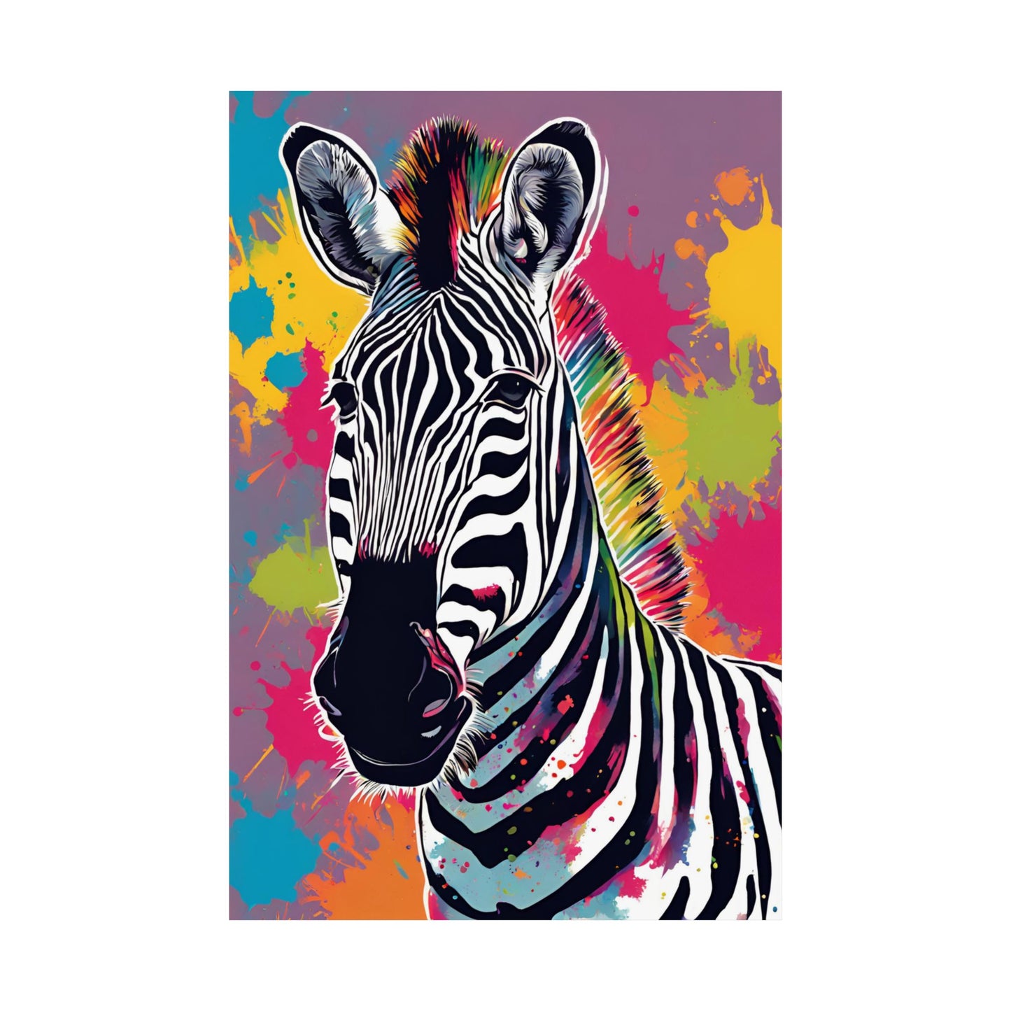 Multicolored Zebra 6 Matte Vertical Poster