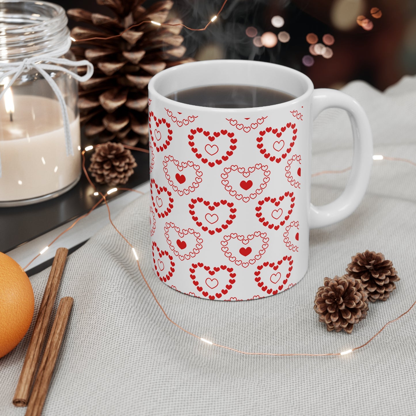 Hearts Valentines Mug Ceramic 11oz