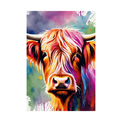 Multicolored Highland Cow 03 Matte Vertical Poster