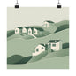 On The Hillside Green 5 Matte Square Posters